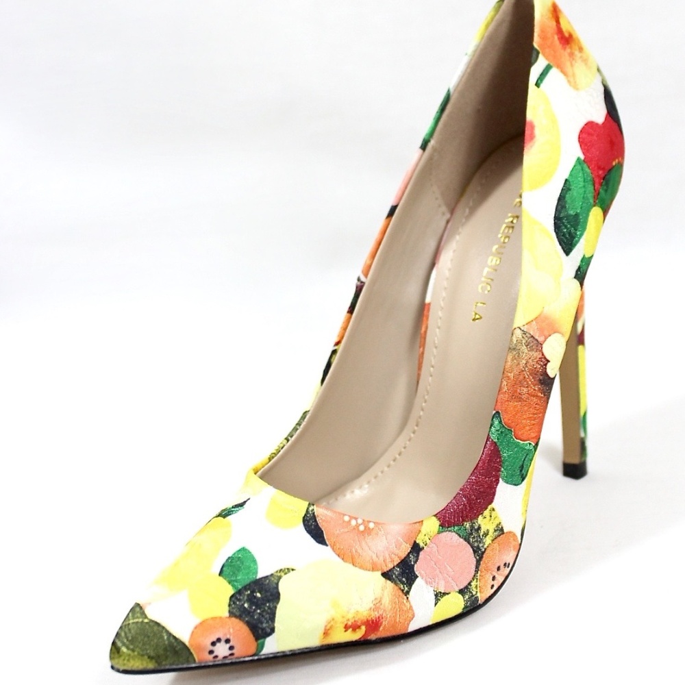Pointy Toe Multi Colored Stiletto High Heel Pumps - Picture 2 of 4